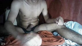 Masturbates to climax to uncut gay boy