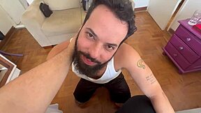 Compilation video of bearded man doing series of blowjobs